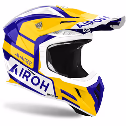 Airoh Aviator Ace 2 Sake Casque de motocross, blanc-bleu-jaune, taille S pour Hommes