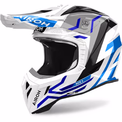 Airoh Aviator Ace 2 Ground Casque de motocross, blanc-bleu, taille L pour Hommes