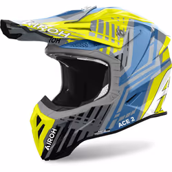 Airoh Aviator Ace 2 Proud Casque de motocross, bleu-jaune, taille S pour Hommes