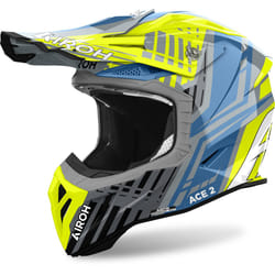 Airoh Aviator Ace 2 Proud Casque de motocross, bleu-jaune, taille L pour Hommes