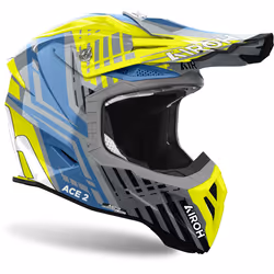 Airoh Aviator Ace 2 Proud Casque de motocross, bleu-jaune, taille XL pour Hommes