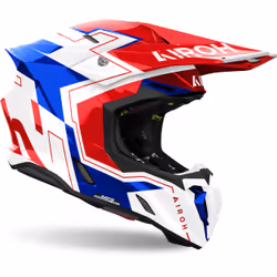 Airoh Twist 3 Dizzy Casque de motocross, blanc-rouge-bleu, taille XS pour Hommes