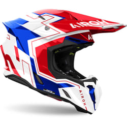 Airoh Twist 3 Dizzy Casque de motocross, blanc-rouge-bleu, taille XS pour Hommes