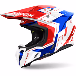 Airoh Twist 3 Dizzy Casque de motocross, blanc-rouge-bleu, taille 2XL pour Hommes