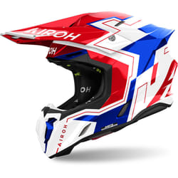 Airoh Twist 3 Dizzy Casque de motocross, blanc-rouge-bleu, taille 2XL pour Hommes