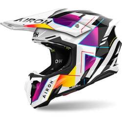 Airoh Twist 3 Rainbow Casque de motocross, noir-blanc-rose, taille S pour Hommes
