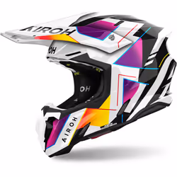 Airoh Twist 3 Rainbow Casque de motocross, noir-blanc-rose, taille M pour Hommes
