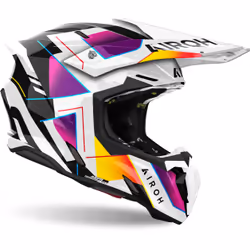 Airoh Twist 3 Rainbow Casque de motocross, noir-blanc-rose, taille XL pour Hommes
