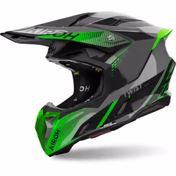 Airoh Twist 3 Shard Casque de motocross, noir-gris-vert, taille L pour Hommes