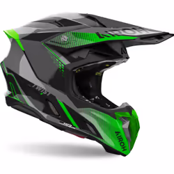Airoh Twist 3 Shard Casque de motocross, noir-gris-vert, taille L pour Hommes