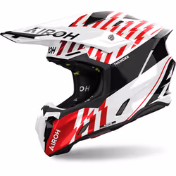 Airoh Twist 3 Thunder Casque de motocross, noir-blanc-rouge, taille S pour Hommes