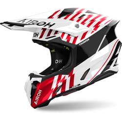 Airoh Twist 3 Thunder Casque de motocross, noir-blanc-rouge, taille XL pour Hommes