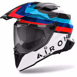 Airoh Commander 2 Doom Casque de motocross, blanc-rouge-bleu, taille M pour Hommes