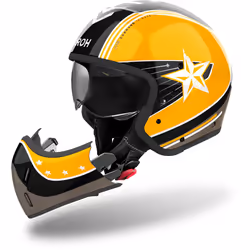 Airoh J110 Command Casque jet, noir-blanc-jaune, taille M pour Hommes