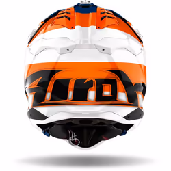 Airoh Aviator 3 Monarch Casque de motocross, blanc-bleu-orange, taille M pour Hommes