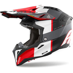 Airoh Aviator 3 Monarch Casque de motocross, noir-gris-rouge, taille M pour Hommes
