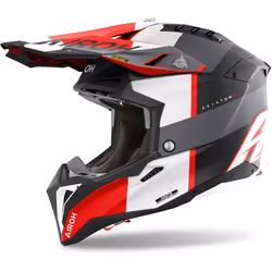 Airoh Aviator 3 Monarch Casque de motocross, noir-gris-rouge, taille M pour Hommes