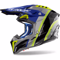 Airoh Aviator 3 Hima Casque de motocross, bleu-jaune, taille M pour Hommes