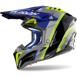 Airoh Aviator 3 Hima Casque de motocross, bleu-jaune, taille M pour Hommes
