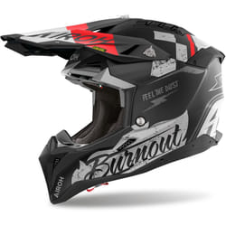 Airoh Aviator 3 Burnout Casque de motocross, noir-rouge, taille S pour Hommes