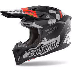 Airoh Aviator 3 Burnout Casque de motocross, noir-rouge, taille S pour Hommes