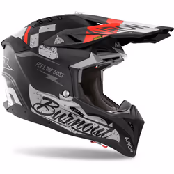 Airoh Aviator 3 Burnout Casque de motocross, noir-rouge, taille S pour Hommes