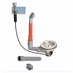 Vidage évier 1 cuve trou 90 mm, bonde automatique à câble avec trop plein, chromé référence 1755.270. Type : Vidage évier 1 c ...