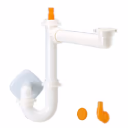 Vidage évier 1 cuve, tubulure gain de place, prise machine à laver référence 9.1279.18. Siphon gain de place, pour évier 1 ba ...