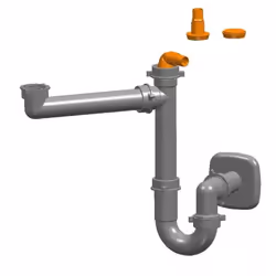 Vidage évier 1 cuve  Siphon gain de place gris métallisé pour évier 1 bac