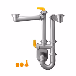 Siphon tubulure gain de place pour vidage évier 2 cuves, gris métal référence 9.1275.69. Type de Siphon : Siphon tubulure gai ...