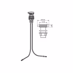 Tirette laiton chromé, avec câbles pour bondes Rotologic2Tirette en laiton chromé pour trou sur plan de travail de 35mm de di ...