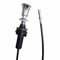 Tirette avec cable pour bonde automatique. Tirette en laiton chromé pour trou sur plan de travail de 21mm de diamètre. Diamèt ...