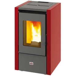 Poêle à granulés 553 kW structure en acier bordeaux chauffage Queen Mignon