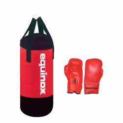 EQUINOX - Set boxe junior - sac de boxe kg 3 + gants 4 oz. - Rouge - réf BOE-001