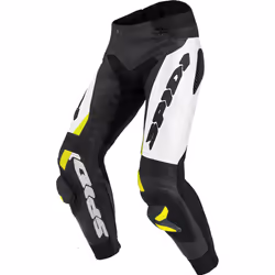 Spidi RR Pro Warrior Pantalon de moto en cuir, noir-blanc-jaune, taille 50 pour Hommes