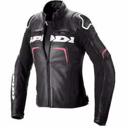 Spidi Evorider 2 Veste en cuir de moto pour dames, noir-rouge, taille 48 pour Femmes