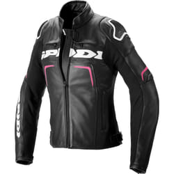 Spidi Evorider 2 Veste en cuir de moto pour dames, noir-rouge, taille 48 pour Femmes