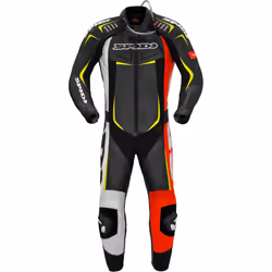 Spidi Track Wind Pro Combinaison de cuir de moto One Piece, noir-blanc-rouge, taille 48 pour Hommes