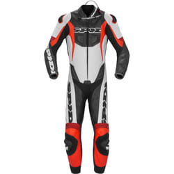 Spidi Sport Warrior Pro Costume en cuir de moto perforé une pièce, noir-rouge, taille 52 pour Hommes