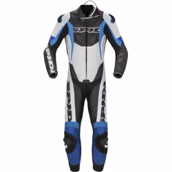 Spidi Sport Warrior Pro Costume en cuir de moto perforé une pièce, noir-bleu, taille 50 pour Hommes