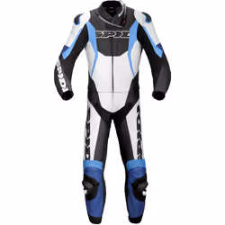 Spidi Sport Warrior Touring Two Piece Costume en cuir de moto, noir-blanc-bleu, taille 50 pour Hommes