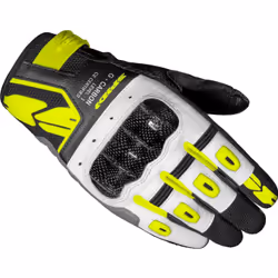 Spidi G-Carbon Gants de moto de dames, noir-blanc-jaune, taille L pour Femmes