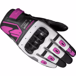 Spidi G-Carbon Gants de moto de dames, noir-blanc-rose, taille XS pour Femmes