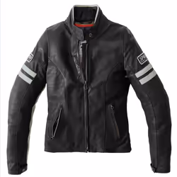 Spidi Vintage Veste en cuir de moto de dames, noir-gris, taille 46 pour Femmes