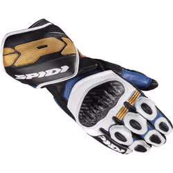 Spidi Carbo 7 Gants de moto, noir-blanc-bleu, taille 2XL pour Hommes