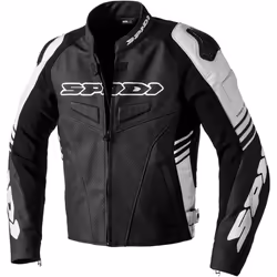 Spidi Track Warrior Veste en cuir de moto, noir-blanc, taille 52 pour Hommes