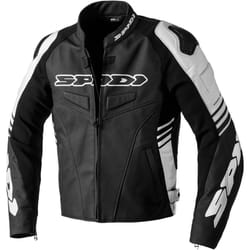 Spidi Track Warrior Veste en cuir de moto, noir-blanc, taille 52 pour Hommes