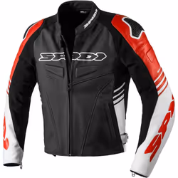 Spidi Track Warrior Veste en cuir de moto, noir-rouge, taille 48 pour Hommes