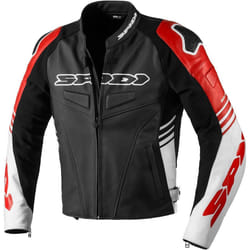 Spidi Track Warrior Veste en cuir de moto, noir-rouge, taille 50 pour Hommes