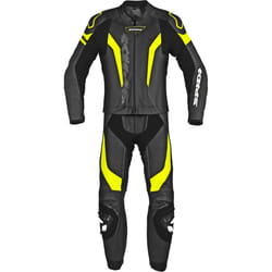 Spidi Laser Touring Costume en cuir de moto deux pièces, noir-jaune, taille 52 pour Hommes
